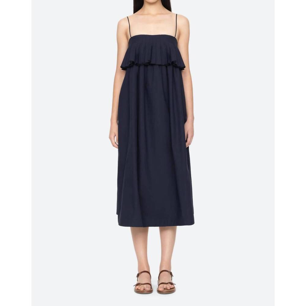 NEW SEA lois twill tank dress in black
